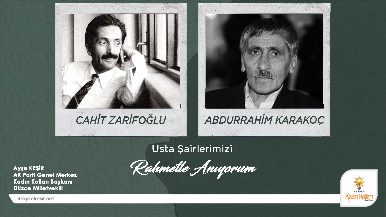 CAHİT ZARİFOĞLU VE ABDURRAHMAN KARAKOÇ'U ANIYORUZ...