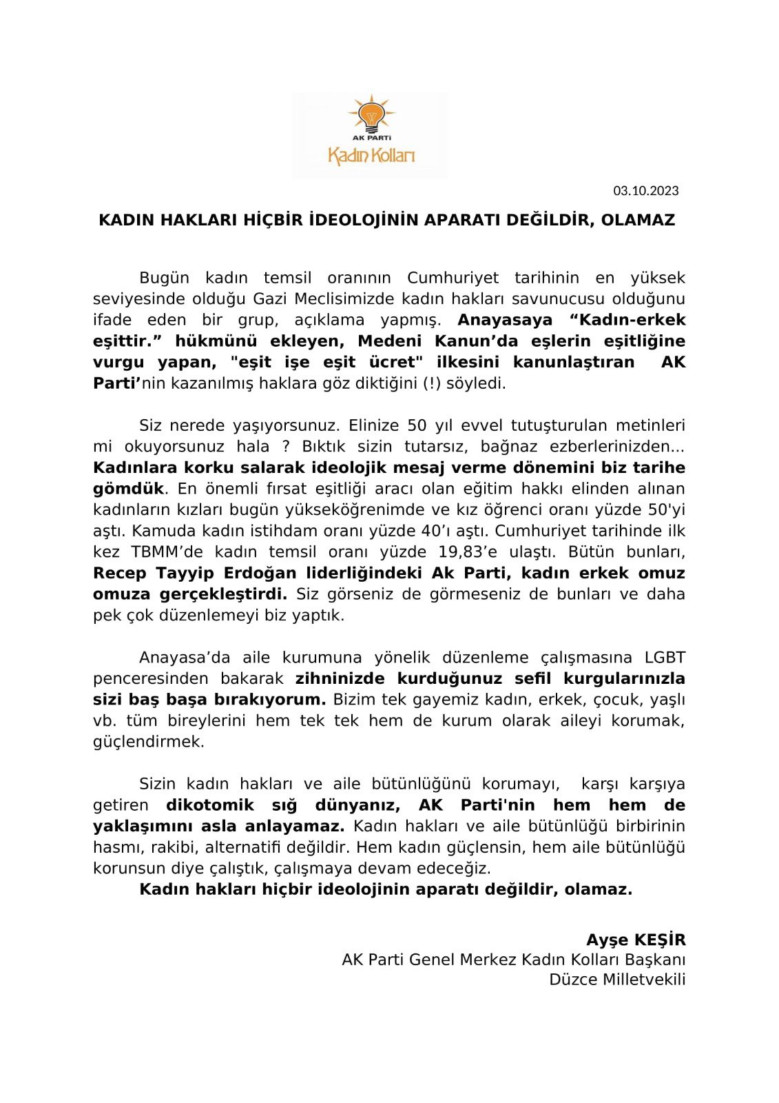 KADIN HAKLARI HİÇBİR İDEOLOJİNİN APARATI DEĞİLDİR, OLAMAZ 