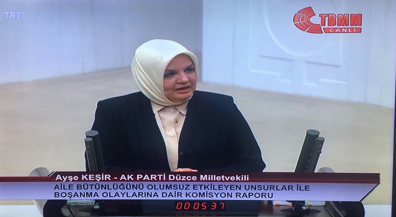 TBMM Genel Kurulun'da  Baskanligini Yaptigim  ''Aile Bütünlügünü Olumsuz Etkileyen Unsurlar ve Bosanma Olaylarina Dair Komisyon Raporu'' hakkindaki konusma 
